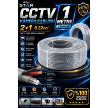 Iron Star Cctv Kamera Kablosu 2+1 0.22 1 Metre / 2+1 Kamera Kablosu 1 Metre / Güvenlik Kamera Kablosu 1m / Cctv Kablo / 2+1 0.22 Cctv Kamera Kablosu / Dvr Kamera Kablosu 1 Metre / Koaksiyel Kamera