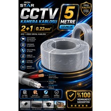 Iron Star Cctv Kamera Kablosu 2+1 0.22 5 Metre / 2+1 Kamera Kablosu 5 Metre / Güvenlik Kamera Kablosu 5m / Cctv Kablo / 2+1 0.22 Cctv Kamera Kablosu / Dvr Kamera Kablosu 5 Metre / Koaksiyel Kamera