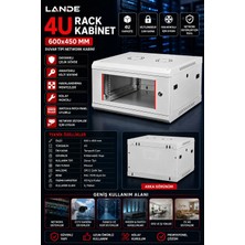 Iron Star Lande 600X450 Rack Kabinet / 9u Rack Kabinet / 9u Network Kabini / Duvar Tipi Rack Kabin / Kilitli Network Kabini / Kamera Sistemleri Rack Kabini / Switch Kabini 9u / Patch Panel Kabini 9u / Server