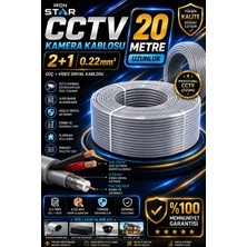 Iron Star Cctv Kamera Kablosu 2+1 0.22 20 Metre / 2+1 Kamera Kablosu 20 Metre / Güvenlik Kamera Kablosu 20M / Cctv Kablo / 2+1 0.22 Cctv Kamera Kablosu / Dvr Kamera Kablosu 20METRE / Koaksiyel Kamera