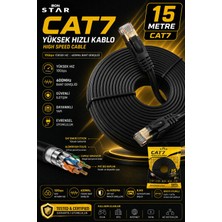 Iron Star Cat7 Ethernet Kablo 15 Metre / Cat7 Internet Kablosu 15M / 15 Metre Cat7 Ağ Kablosu / Cat7 RJ45 Patch Kablo 15 Metre / Yüksek Hızlı Cat7 Lan Kablosu 15M / Modem Router Için Cat7 Kablo 15 Metre / Cat