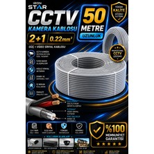 Iron Star Cctv Kamera Kablosu 2+1 0.22 50 Metre / 2+1 Kamera Kablosu 50 Metre / Güvenlik Kamera Kablosu 50M / Cctv Kablo / 2+1 0.22 Cctv Kamera Kablosu / Dvr Kamera Kablosu 50 Metre / Koaksiyel Kamera