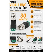 Iron Star 30 Adet Vidalı Bnc Konnektör / Lehimsiz Bnc / Bnc Klemensli / Bnc Kamera Konnektörü Vidalı / Cctv Bnc Ucu / Güvenlik Kamerası Bnc / Hızlı Montaj Bnc /konnektör-Kornektör-Jak-Bağlantı Aparatı