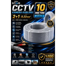 Iron Star Cctv Kamera Kablosu 2+1 0.22 10 Metre / 2+1 Kamera Kablosu 10 Metre / Güvenlik Kamera Kablosu 10M / Cctv Kablo / 2+1 0.22 Cctv Kamera Kablosu / Dvr Kamera Kablosu 10 Metre / Koaksiyel Kamera