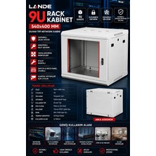 Iron Star Lande 540X400 Rack Kabinet / 9u Rack Kabinet / 9u Network Kabini / Duvar Tipi Rack Kabin / Kilitli Network Kabini / Kamera Sistemleri Rack Kabini / Switch Kabini 9u / Patch Panel Kabini 9u / Server