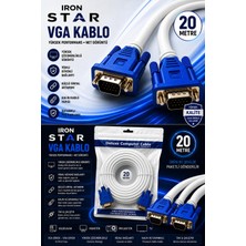 Iron Star VGA Kablo 20 Metre / VGA Monitör Kablosu / VGA Erkek Erkek Kablo / 15 Pin VGA Kablo / Bilgisayar Monitör VGA Kablosu / VGA Görüntü Aktarma Kablosu / Projeksiyon VGA Kablosu / VGA 20 Metre / 20M VGA