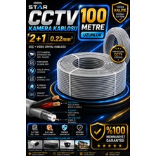 Iron Star Cctv Kamera Kablosu 2+1 0.22 100 Metre / 2+1 Kamera Kablosu 100 Metre / Güvenlik Kamera Kablosu 100M / Cctv Kablo / 2+1 0.22 Cctv Kamera Kablosu / Dvr Kamera Kablosu 100 Metre / Koaksiyel Kamera