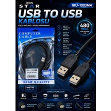 Iron Star USB To USB Kablo 3 Metre / USB A Erkek Erkek Kablo / USB 2.0 Erkek Erkek Kablo / USB Data Transfer Kablosu / USB Cihaz Bağlantı / USB A To USB A Kablo / USB Erkek Erkek Kablo / Veri Aktarım Kablosu