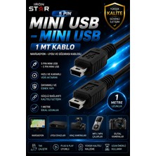Iron Star Mini USB Kablo 5 Pin / 5 Pin Mini USB Erkek Erkek Kablo / Araç Navigasyon Mini USB Bağlantı Kablosu / Uydu Cihazı Mini USB Kablo / Göz Arası Mini USB Kablo / Mini USB Data Transfer Kablosu / Micro USB