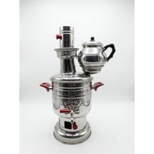 Piknik Sepetim KÖMÜRLÜ SEMAVER+ALÜMİNYUM DEMLİK HEDİYELİ 4 LİTRE