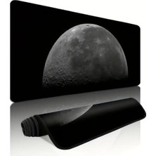 Büyük Boy 90X40 Xxl Düz Siyah Mouse Pad Kauçuk Kaymaz Alt Taban Yumuşak Kumaş Oyuncu Mousepad Bilgisayar ve Dizüstü Notebook Uyumlu (Ay Yüzeyi Desenli)