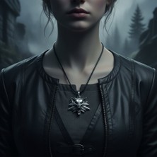 Alooya Asi Witcher 3 Gümüş Kaplama Deri İp Kolye