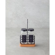 Empressco Şık Cam Tuzluk ve Biberlik Takımı, Siyah, 20X11X5 cm