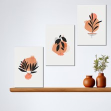 Tilki Dünyası 3'lü Bohem Kanvas Tablo Seti 15 - Modern Boho Duvar Dekoru - Modern Çizgiler ve Tasarım 3 Parça Tablo