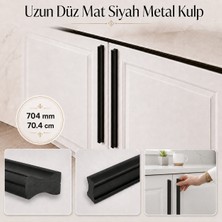 Badem10 Özen 704 mm 70.4 cm Düz Mat Siyah Mobilya Kulp Uzun Çekmece Dolap Kapak Kulpu Modern Metal Tasarım