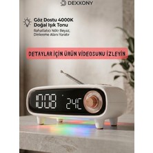 Dexxony Dx-98 Çok Fonksiyonlu Retro Bluetooth Hoparlör Fm Radyo Işıklı Dijital Çalar Masa Saati Termometreli Gece Lambası