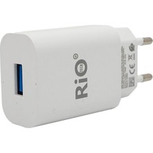 Rio Battery Riotech Tek USB Girişli Beyaz Şarj Adaptörü