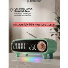 Dexxony Dx-98 Çok Fonksiyonlu Retro Bluetooth Hoparlör Fm Radyo Işıklı Dijital Çalar Masa Saati Termometreli Gece Lambası