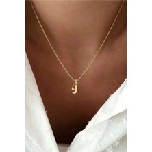 Azuris Silver 925 Ayar Gümüş 14 Ayar Altın Kaplama I Harfi Vintage Harfli Kolye Retro Harf Kolye
