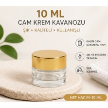 Kozpak 1 Adet 10 ml Şeffaf Boş Cam Krem Kavanozu Gold Kapaklı