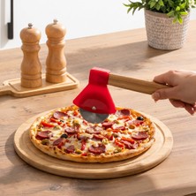 Porsima 1566 Ahşap Saplı Hamur Börek Kesme Bıçağı Pizza Kesici Dilimleyici Rulet