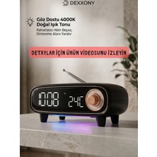 Dexxony Dx-98 Çok Fonksiyonlu Retro Bluetooth Hoparlör Fm Radyo Işıklı Dijital Çalar Masa Saati Termometreli Gece Lambası