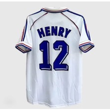 Fransa 98 Sezon Milli Takım Thierry Henry 12 Nostalji Beyaz Futbol Forması