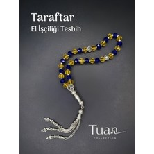 Tuan Collection Fanatik Taraftar El Işçiliği Tesbih 8mm Hediye Sarı Lacivert Küp Kesim