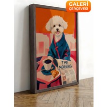 Zestia Kahverengi Çerçeveli Kanvas Tablo Takım Elbiseli Köpek Premium Seri No 109693