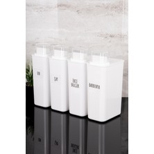 Dolkin Home 4lü 3000 ml Kendinden Ölçekli Erzak Seti Bakliyat Saklama Kutusu 25 Çeşit Şeffaf Bakliyat Etiketi