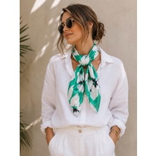 Seldağ Moda Ipeksi Saten Çiçek Desen 70CM*70CM Fular