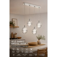 Elvora Home Modern (Premium) 4’lü Sarkıt Avize Kristal Modern Lüks Ledli 21W Salon Mutfak Yatak Odası Avizesi Şık Modelleri