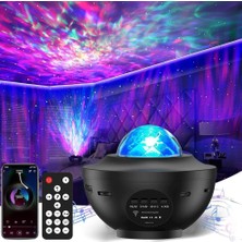 Galaxy Projektör Bluetooth Hoparlör Kuzey Işıkları Gece Lambası Kumandalı LED Projeksiyon Lambası