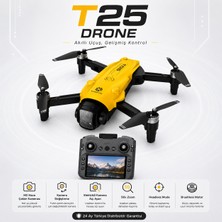 Ayers T25 Drone Hd Hava Çekim Kameralı Ekranlı Uzaktan Kumandalı 50X Zoom 15-20 Dk Uçuş Süresi Fırçasız Brushless Motor Engel Algılama Katlanabilir Tek Tuş Geri Dönüşlü Drone