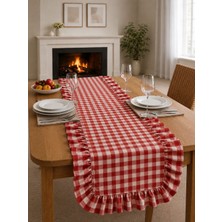 Şah Textile Design Sık Fırfırlı Damalı Desen Runner 40X150