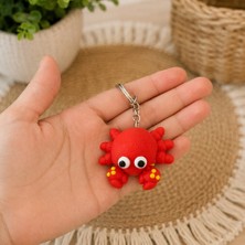 Lina Hobby Kırmızı Yengeç Figürlü Anahtarlık Sevimli Çanta Süsü Hediyelik Anahtarlık