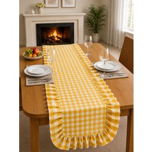 Şah Textile Design Sık Fırfırlı Damalı Desen Runner 40X150