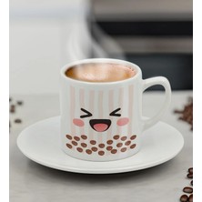 Bk Gift Sevimli Yüz Tasarımlı Mini Seramik Türk Kahvesi Fincanı, Renkli Eğlenceli Kahve Fincanı-3