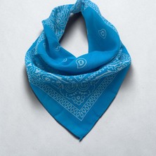 ALS Tasarım Dünyası Turkuaz Renk Etnik Desenli %100 Koton Bandana