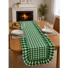 Şah Textile Design Sık Fırfırlı Damalı Desen Runner 40X150