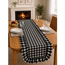 ŞAH TEXTILE DESIGN Sık Fırfırlı Damalı Desen Runner 40X150