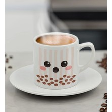 Bk Gift Sevimli Yüz Tasarımlı Mini Seramik Türk Kahvesi Fincanı, Renkli Eğlenceli Kahve Fincanı-8