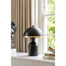 Marrien Luna Golden Abajur Siyah Metal Gövdeli - 25 cm - Salon Aydınlatma - Dekoratif Masa Lambası