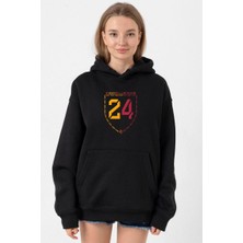 Tshirthane 24 Şampiyonluk Siyah Kadın 3ip Kapşonlu