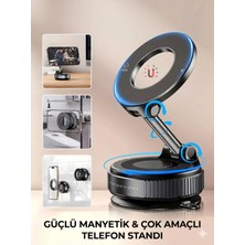 Buççin Online Mağaza Araç Içi Telefonluk Vantuzlu Mıknatıslı 360 Derece Açılı Siyah Siyah Plastik