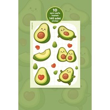 To Design Lab Sevimli Avokado Sticker Seti 10 Aynı SAYFA/140 Adet Sticker