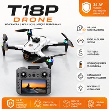 Ayers T18P Drone Hd Hava Çekim Kameralı Ekranlı Kumanda 50X Zoom Engel Algılama Optik Akış Konumlandırma Katlanabilir LED Drone
