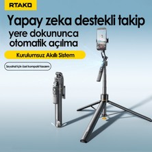 Gölge Stor 360° Motorlu Aı Yüz Takipli Selfie Stick Tripod Bluetooth Kumandalı Şarjlı Telefon Tutucu