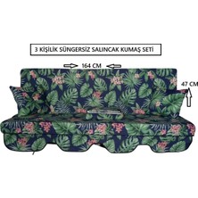 Mor Minder Süngersiz Tentesiz Salıncak Kumaş Seti  3 Kişilik 164X47 cm Yeşil Yapraklı Desen