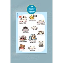 To Design Lab Ürkçe Yazılı Mood Sticker 10 Aynı SAYFA/110 Adet Sticker Seti | Sevimli Kawaii Duygu Sticker